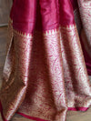Banarasee Handwoven Semi Silk Saree Broad Zari Border-Maroon