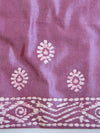 Handloom Khadi Cotton Hand-Dyed Batik Pattern Salwar Kameez Dupatta Set-Green & Purple