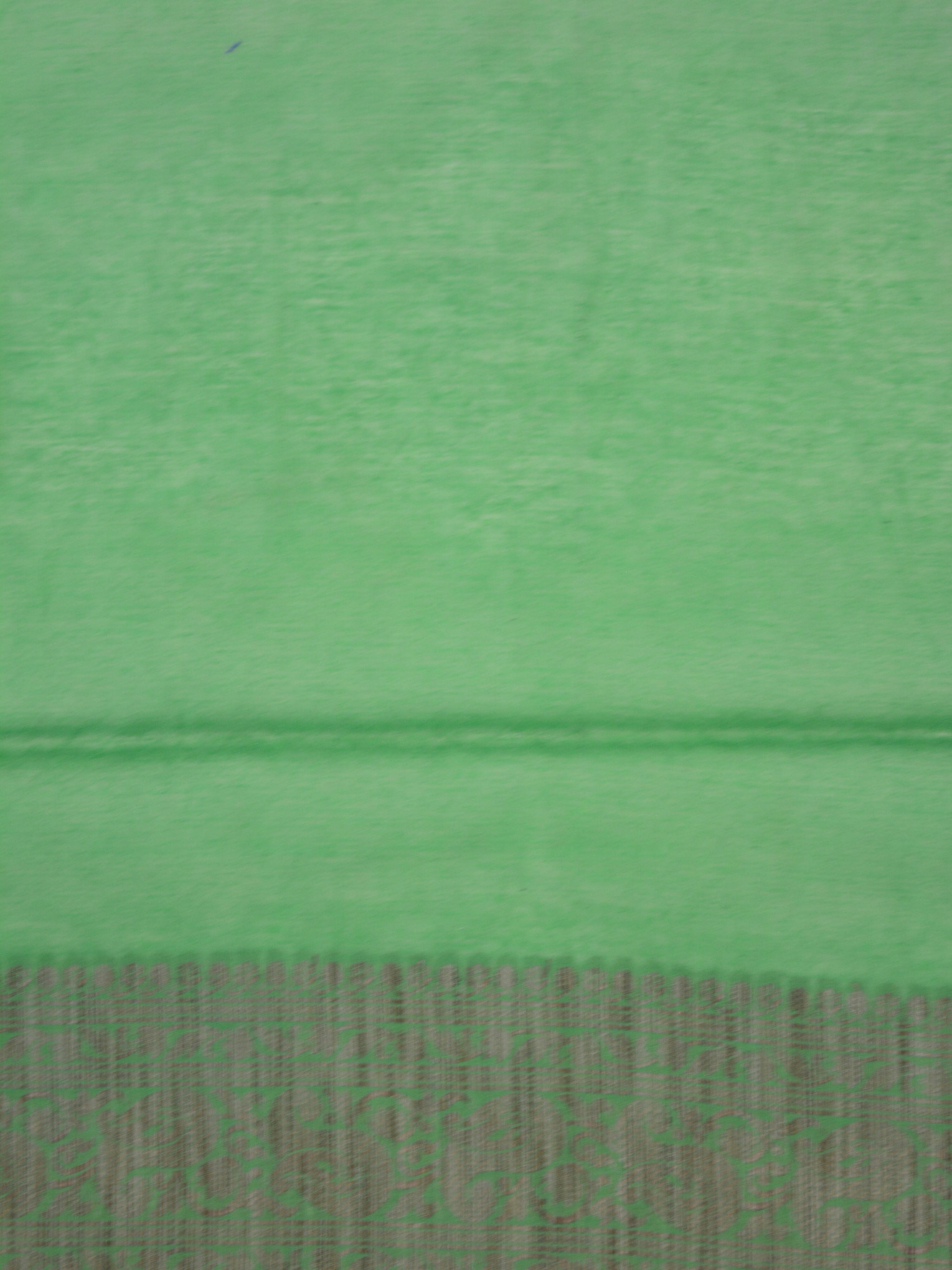 Banarasee Pure Handloom Soft Cotton Saree With Jute Work-Bright Green