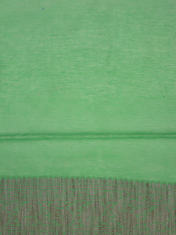 Banarasee Pure Handloom Soft Cotton Saree With Jute Work-Bright Green