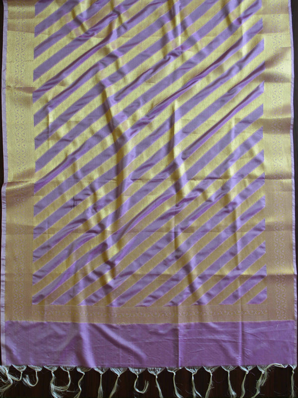 Banarasee Art Silk Dupatta Stripes Design-Purple