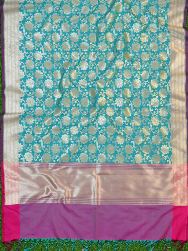 Banarasee Art Silk Dupatta Floral Jaal Design-Green