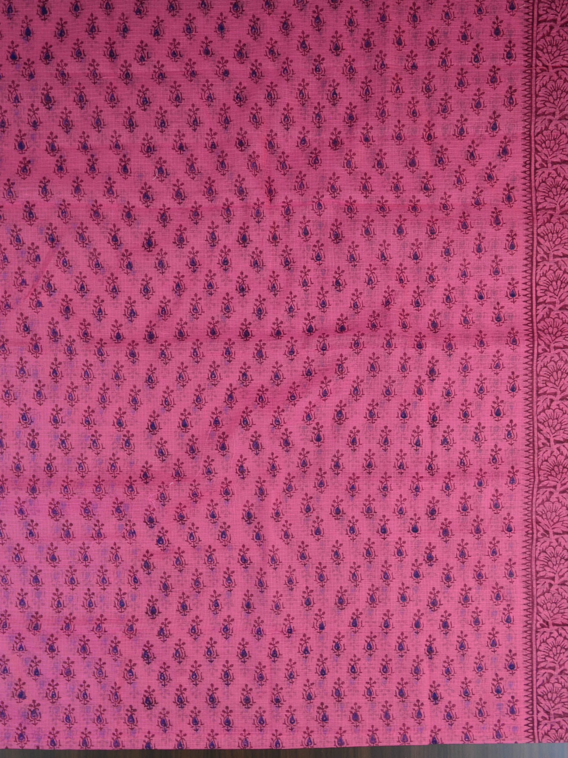 Kota Doria Block Printed Salwar Kameez Dupatta Set-Pink