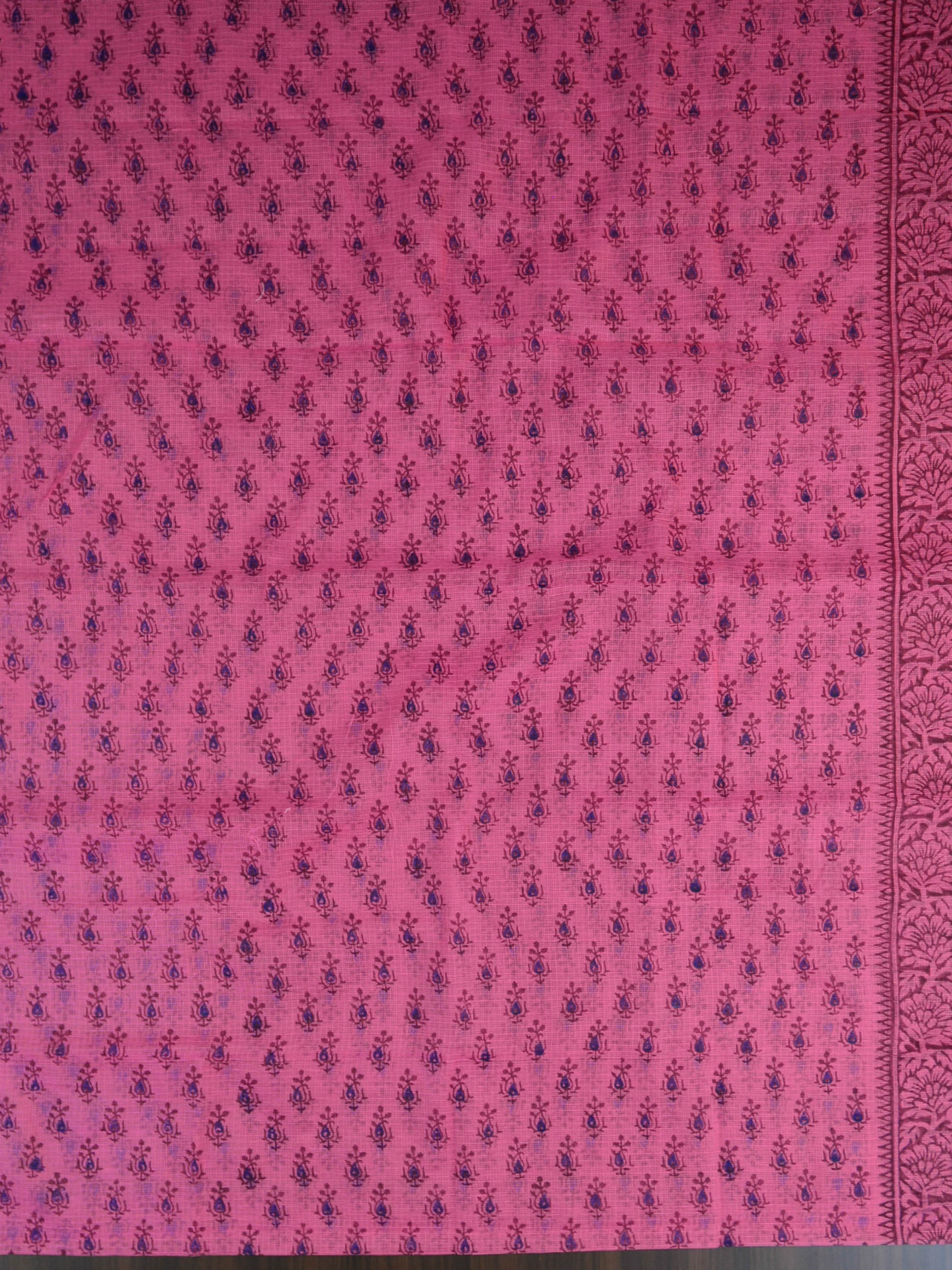 Kota Doria Block Printed Salwar Kameez Dupatta Set-Pink