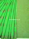 Banarasee Pure Handloom Soft Cotton Saree With Jute Work-Bright Green