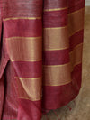 Bhagalpur Cotton Silk  Ghichha Work Saree-Brown