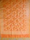 Banarasee Art Silk Salwar Kameez Fabric With Jaal Design Dupatta-Orange & Blue