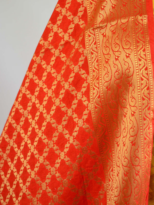Banarasee Art Silk  Salwar Kameez Fabric With Contrast Dupatta-Yellow