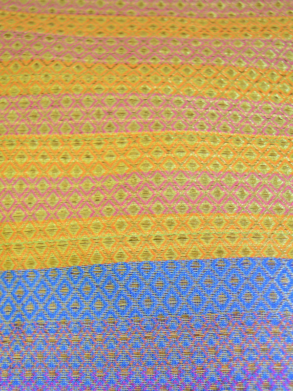 Banarasee Cotton Silk Mix Saree With Checks Design & Contrast Border-Blue