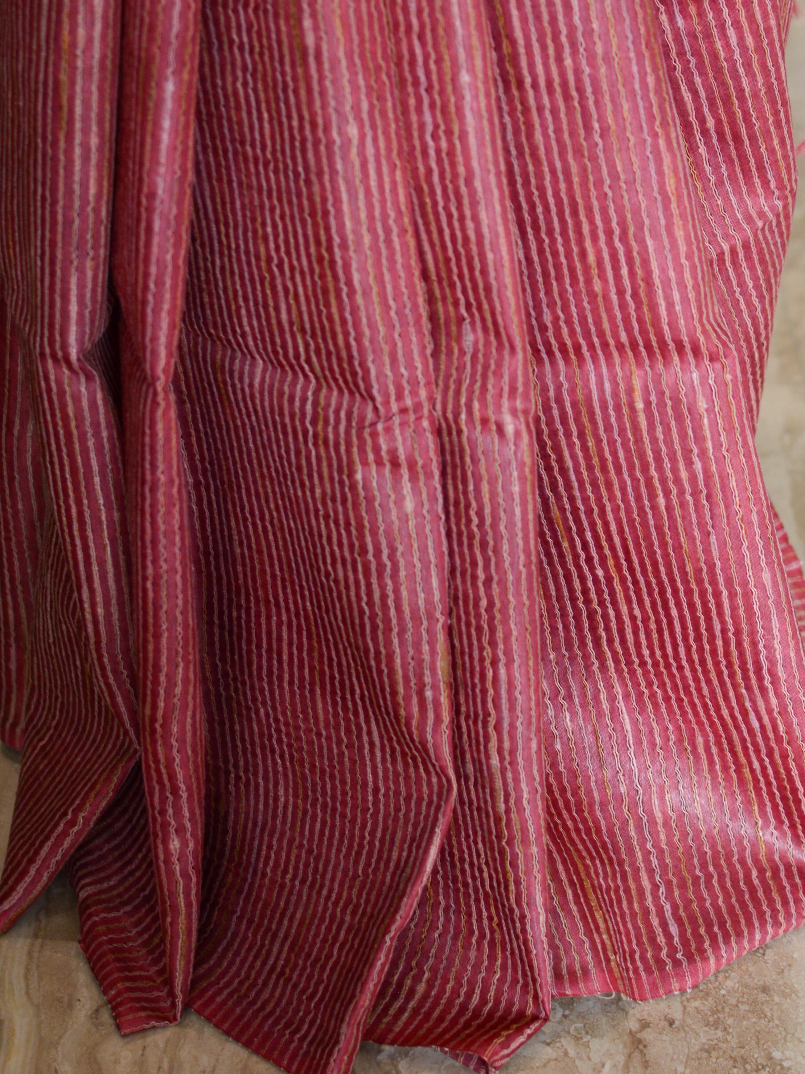Bhagalpur Cotton Silk  Ghichha Work Saree-Brown