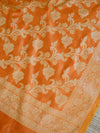 Banarasee Art Silk Salwar Kameez Fabric With Jaal Design Dupatta-Orange & Blue