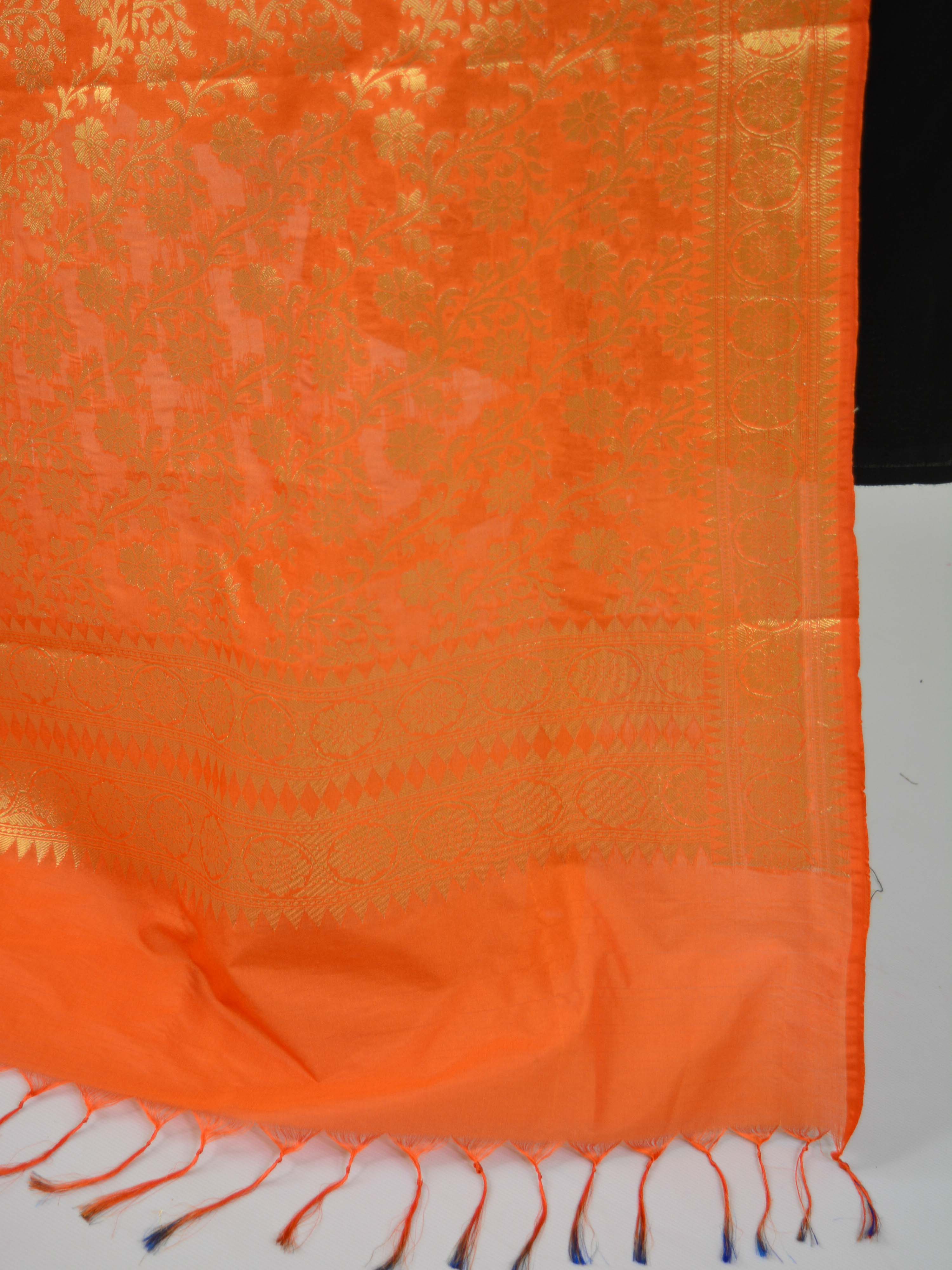 Art Silk Dupatta With Jaal Design-Orange