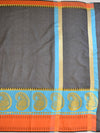 Banarasee Cotton Silk Saree With Plain Body & Paisley Design Border-Black