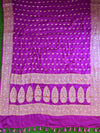 Banarasee Chiffon Floral Zari Buti & Border Saree-Purple