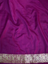 Banarasee Faux Georgette Saree With Zari Stripes Design & Floral Border-Magenta