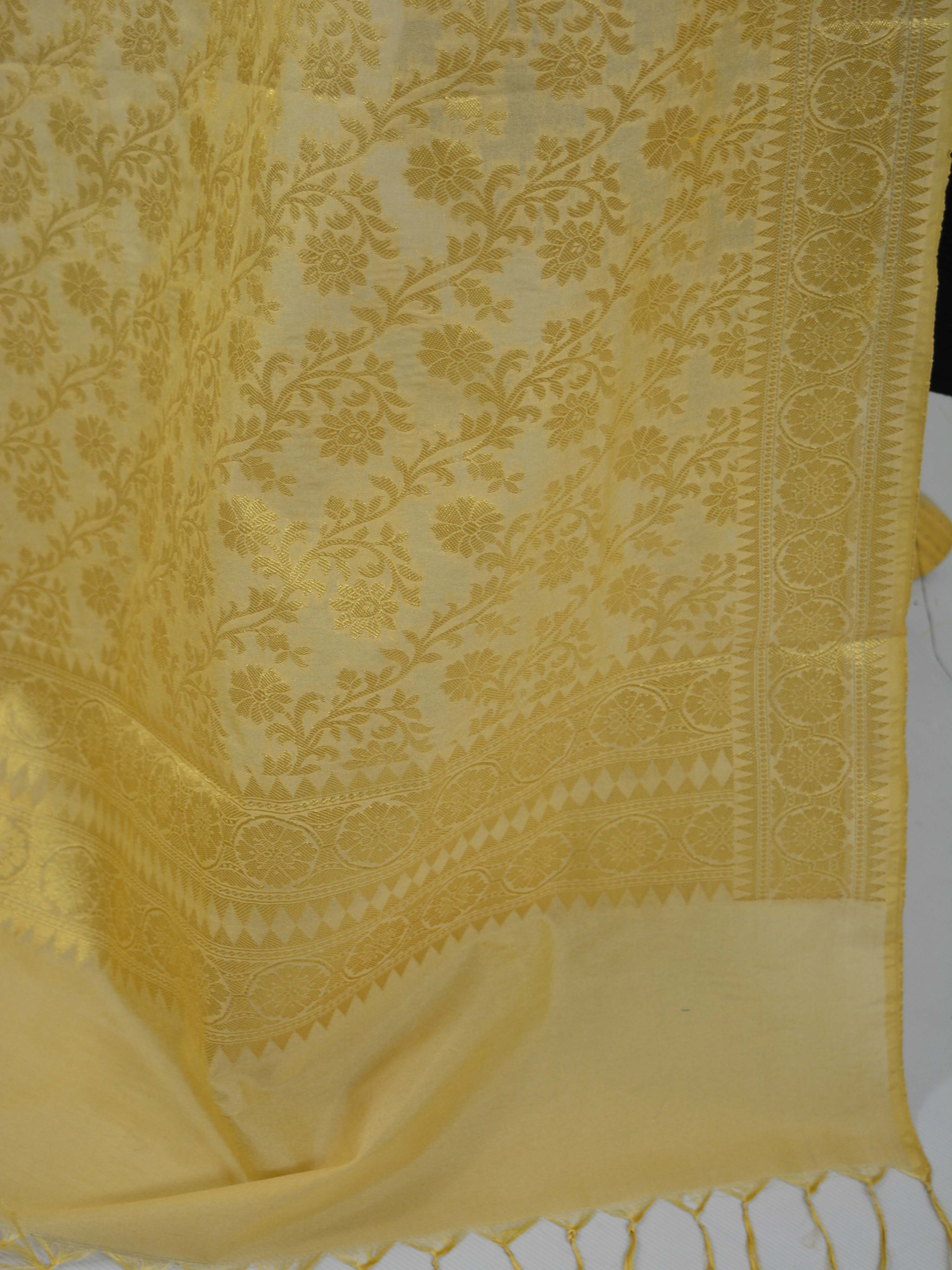 Art Silk Dupatta With Jaal Design-Beige