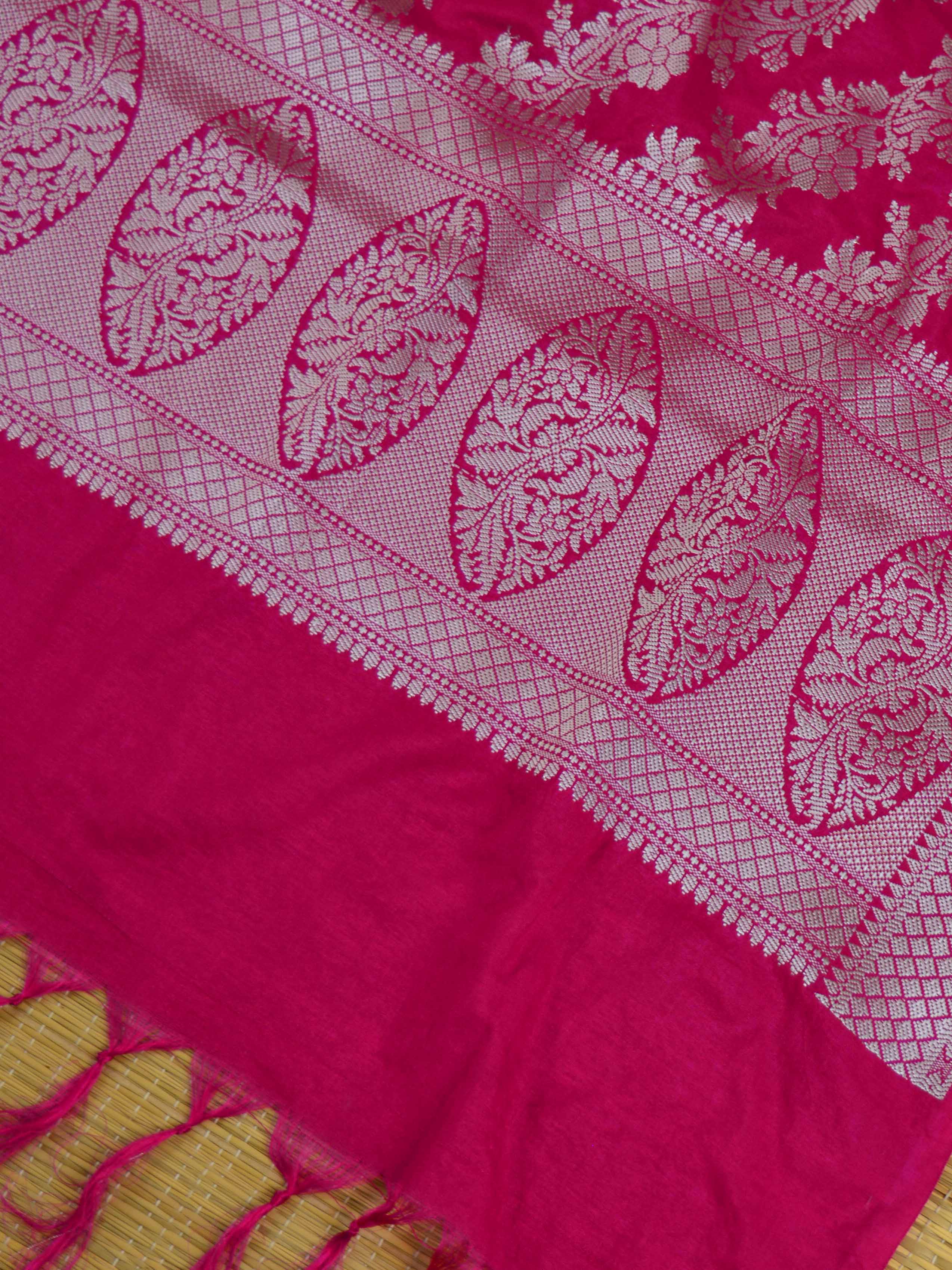 Banarasee Semi Silk Salwar Kameez Fabric & Dupatta With Silver Zari-Blue & Pink