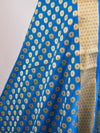 Banarasee Salwar Kameez Semi Katan Silk Zari Work Fabric-Blue