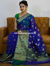 Banarasee Organza Mix Saree With Buta Design & Meena Border-Royal Blue