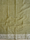 Handloom Mul Cotton Handblock Printed Suit Set-Olive Green