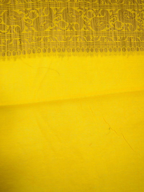 Banarasee Pure Handloom Soft Cotton Saree With Jute Work-Yellow