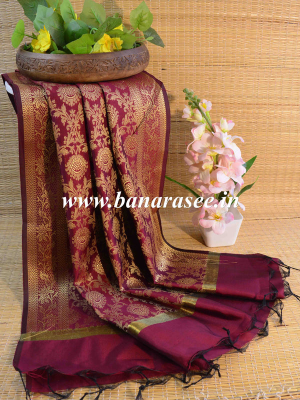 Banarasee Art Silk Jaal Design Dupatta-Magenta