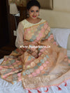 Banarasee Pure Organza Silk Saree With Embroidery-Peach