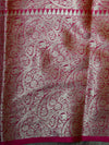 Banarasee Handwoven Semi Silk Saree Broad Zari Border-Red