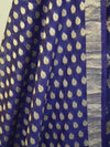 Banarasee Cotton Silk Salwar Kameez Fabric With Zari Buta-Deep Blue