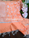 Banarasee Art Silk Dupatta Silver Zari Jaal Design-Peach