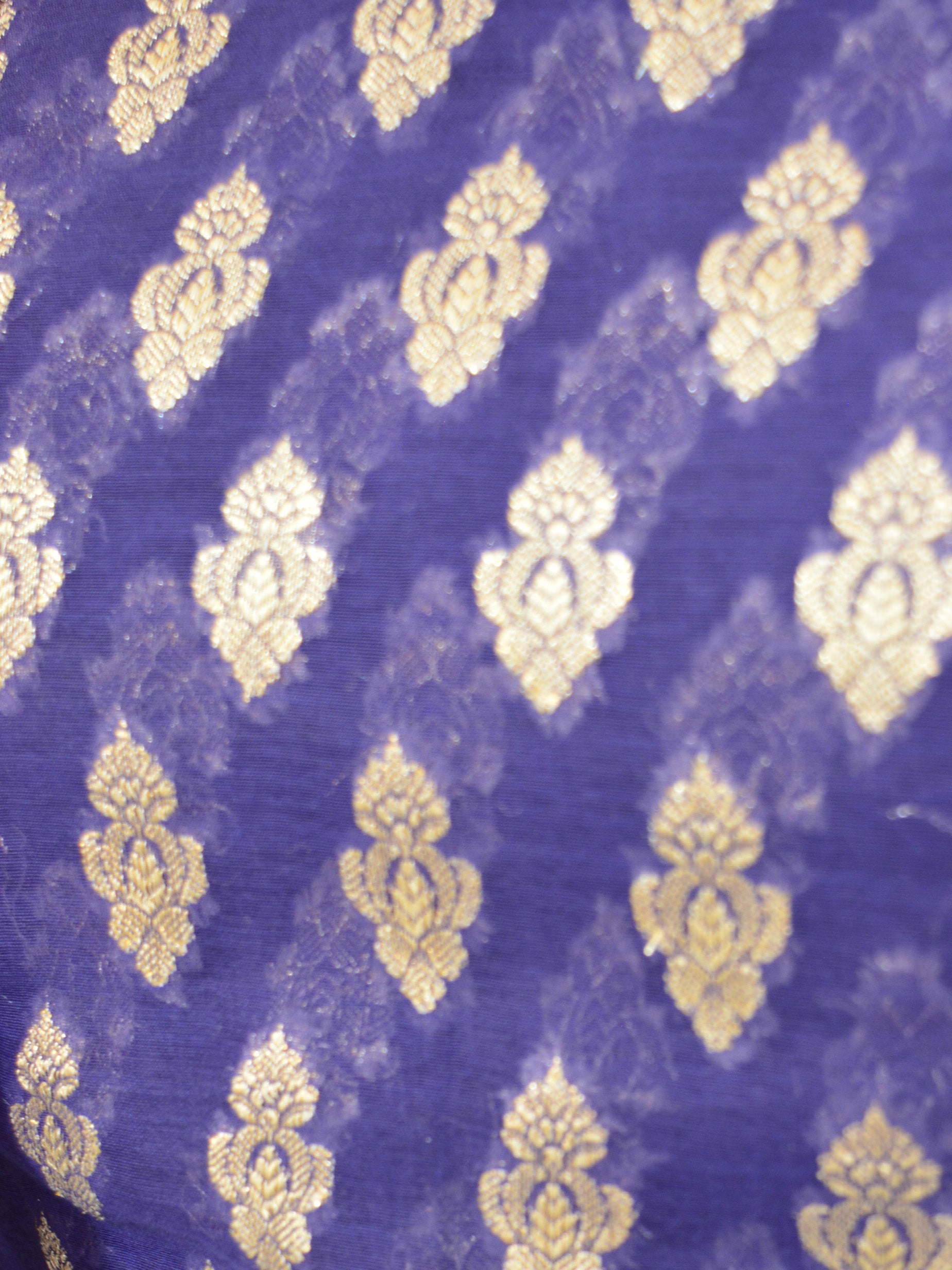 Banarasee Cotton Silk Salwar Kameez Fabric With Zari Buta-Deep Blue