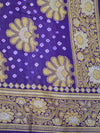 Banarasee Handloom Cotton Silk Bandhini Dyed Sona Rupa Zari Saree-Violet