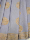 Banarasee Pure Handloom Soft Cotton Saree With Jute Work-Grey