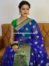 Banarasee Organza Mix Saree With Buta Design & Meena Border-Royal Blue