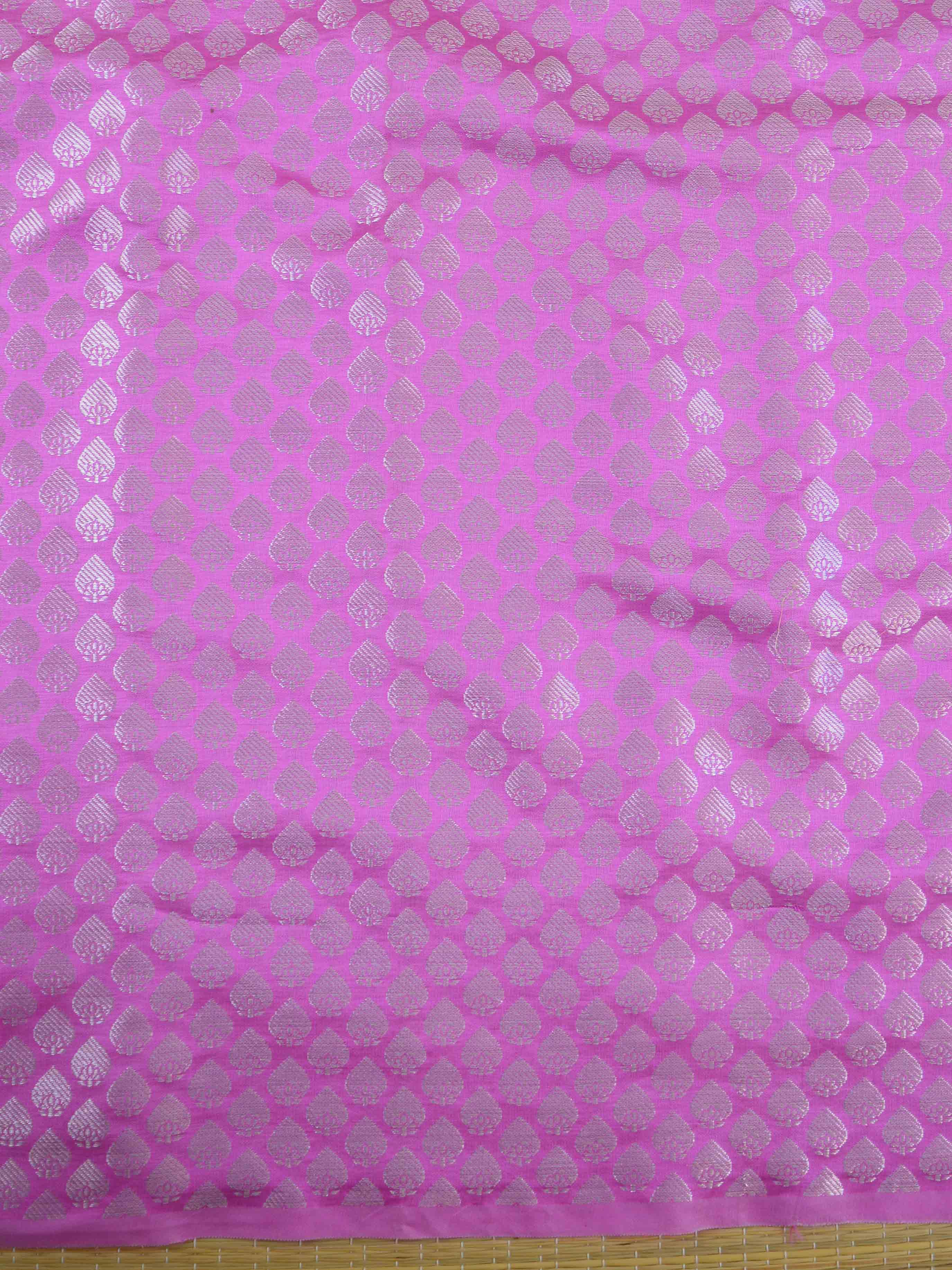 Banarasee Semi Silk Salwar Kameez Fabric & Dupatta With Silver Zari-Deep Blue & Pink