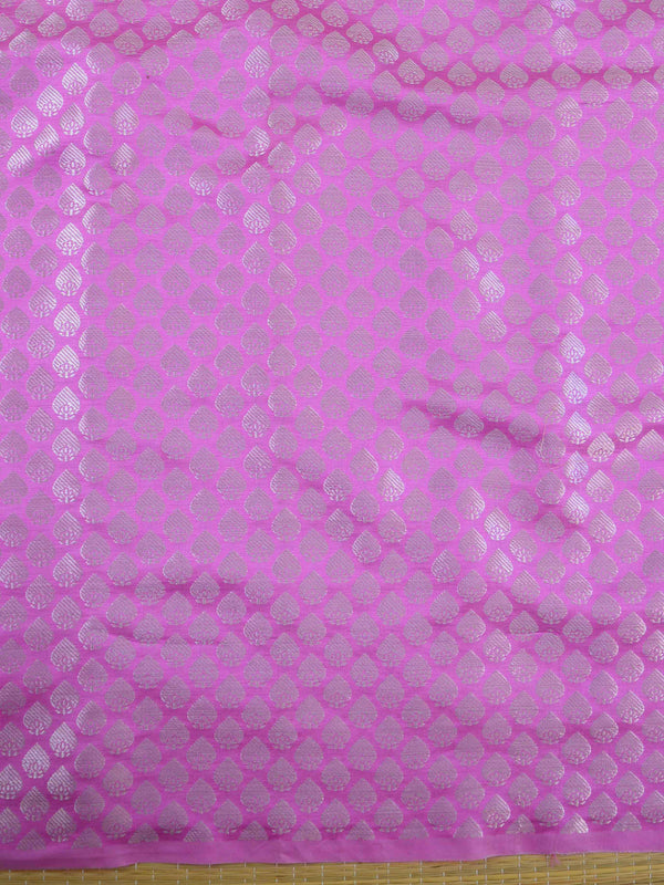 Banarasee Semi Silk Salwar Kameez Fabric & Dupatta With Silver Zari-Deep Blue & Pink