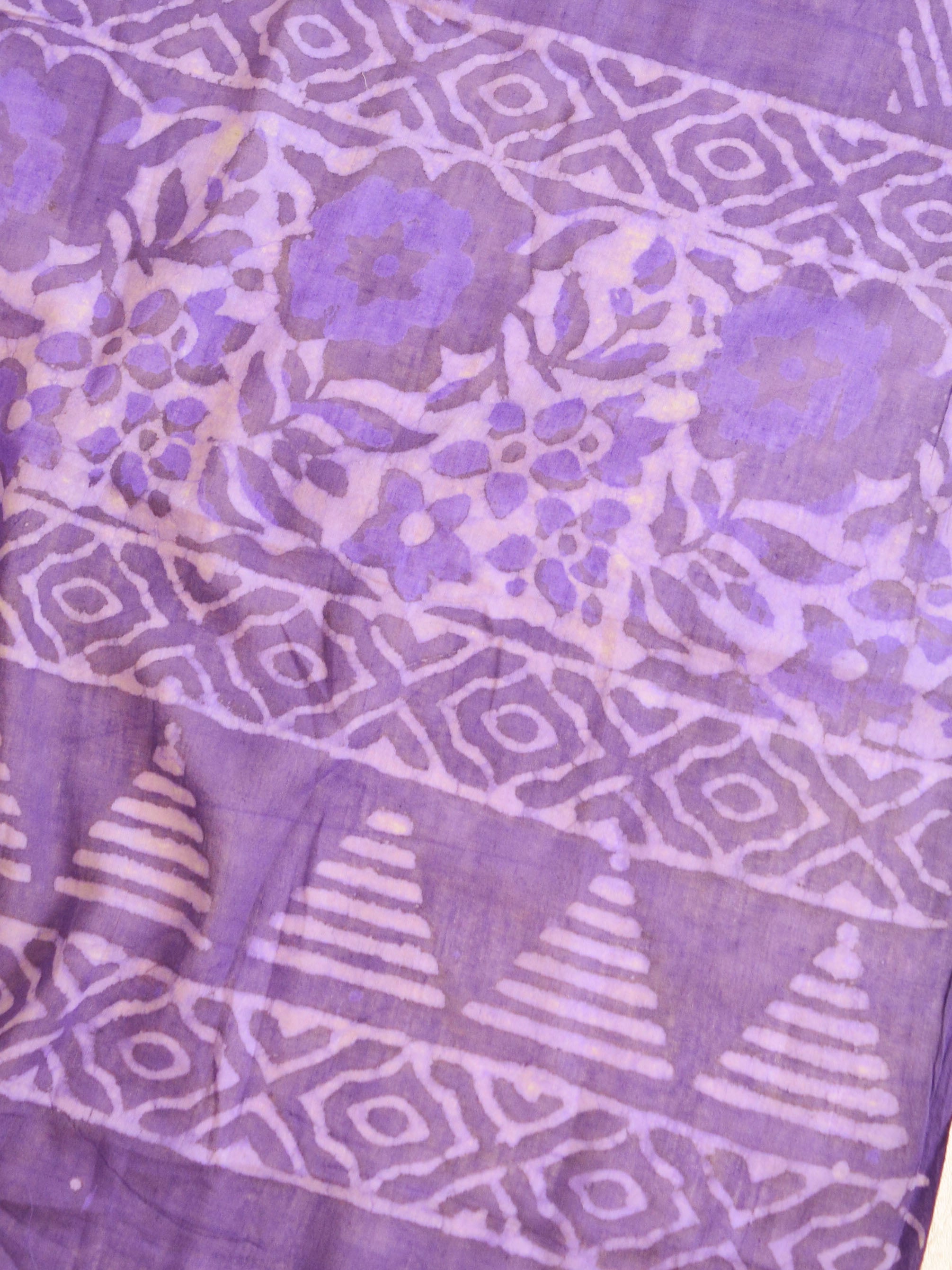 Handloom Mul Cotton Block Print Suit Set-Purple