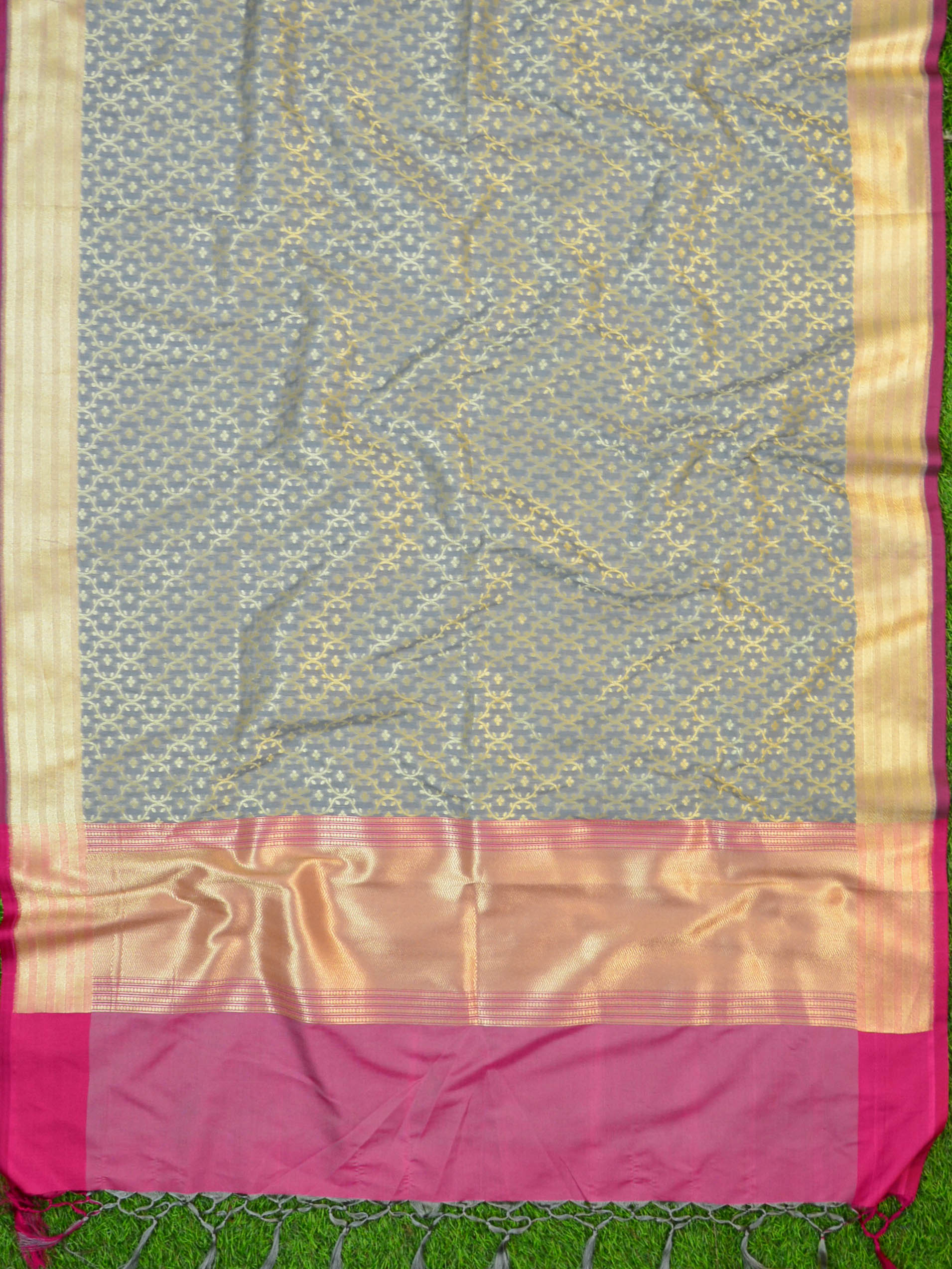 Banarasee Art Silk Dupatta Jaal Design-Grey