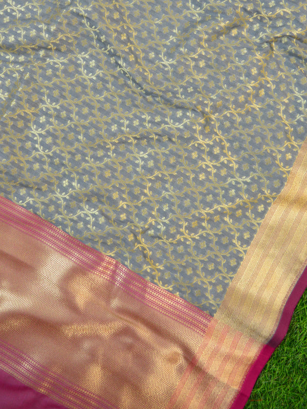 Banarasee Art Silk Dupatta Jaal Design-Grey