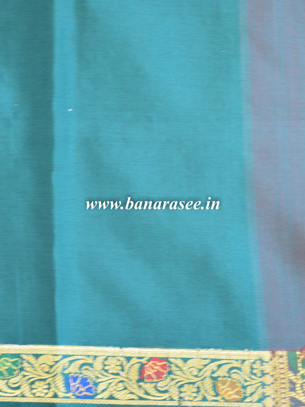 Banarasee Art Silk Saree With Floral Border-Magenta