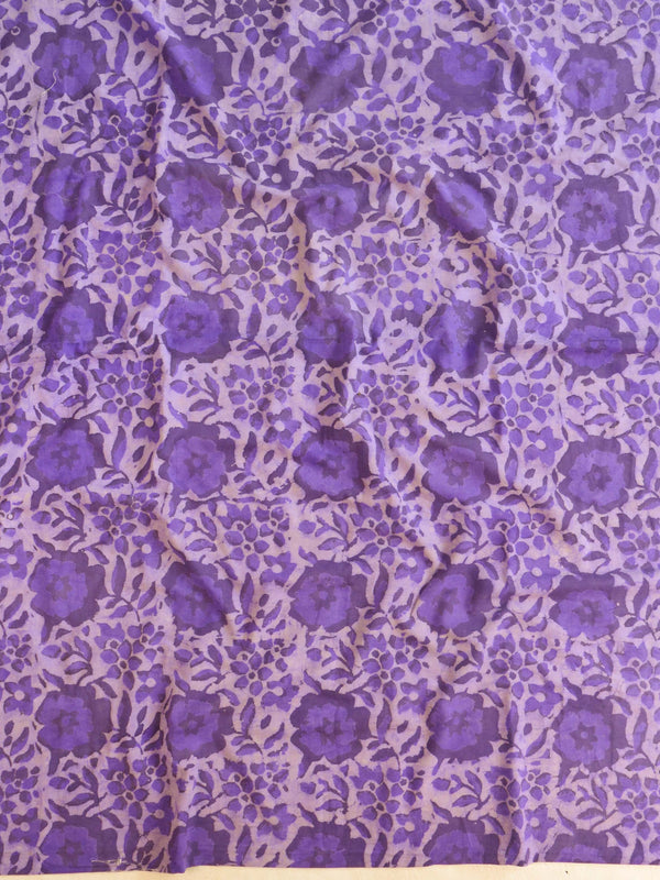 Handloom Mul Cotton Block Print Suit Set-Purple