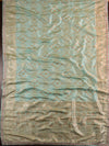 Banarasee Handwoven Semi-Katan Zari Work Saree With Pink Embroidered Blouse-Pastel Green