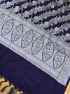 Banarasee Semi Silk Salwar Kameez Fabric & Dupatta With Silver Zari-Deep Blue & Pink