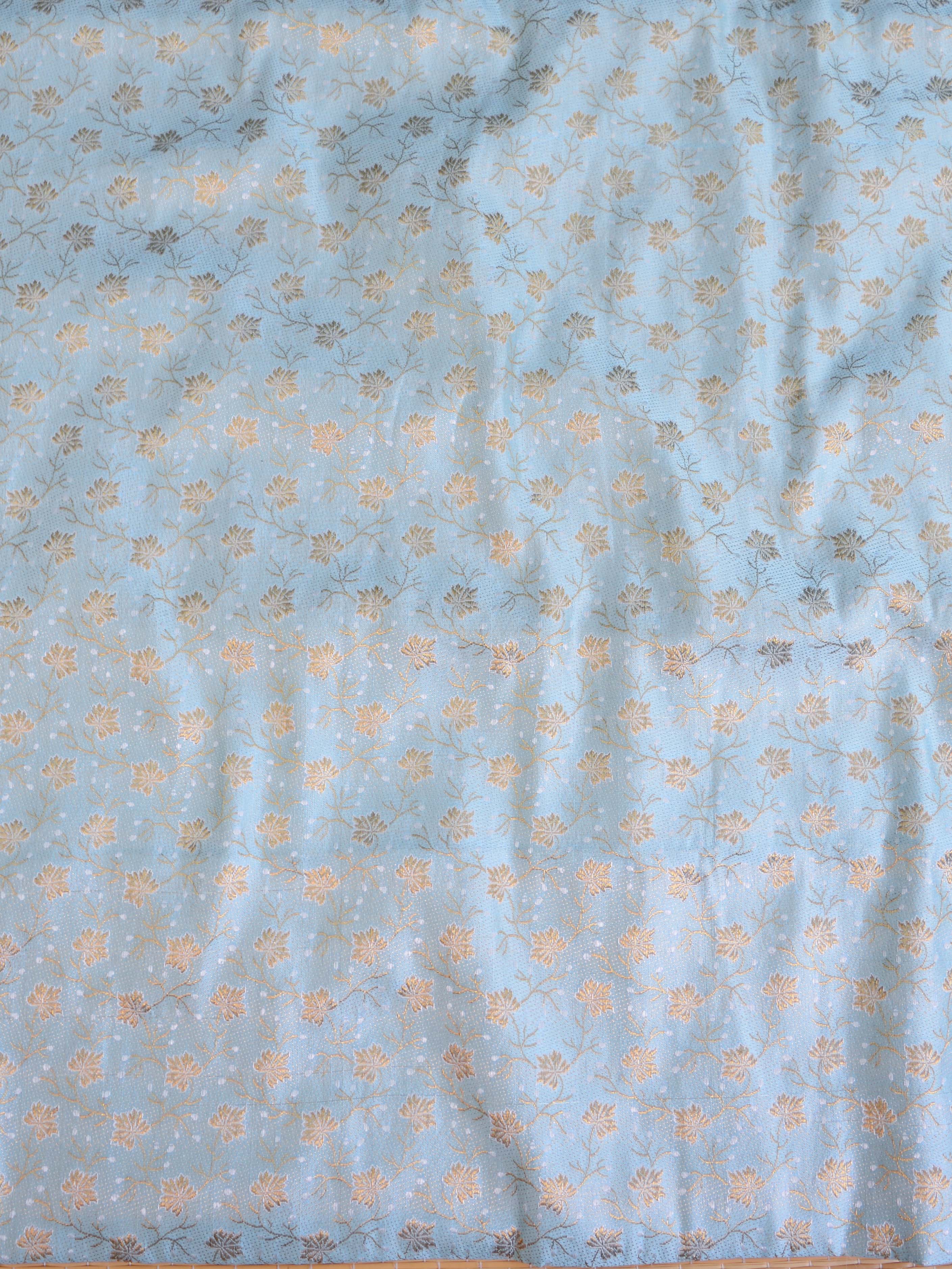 Banarasee Brocade Salwar Kameez Fabric With Art Silk Dupatta-Blue & Green