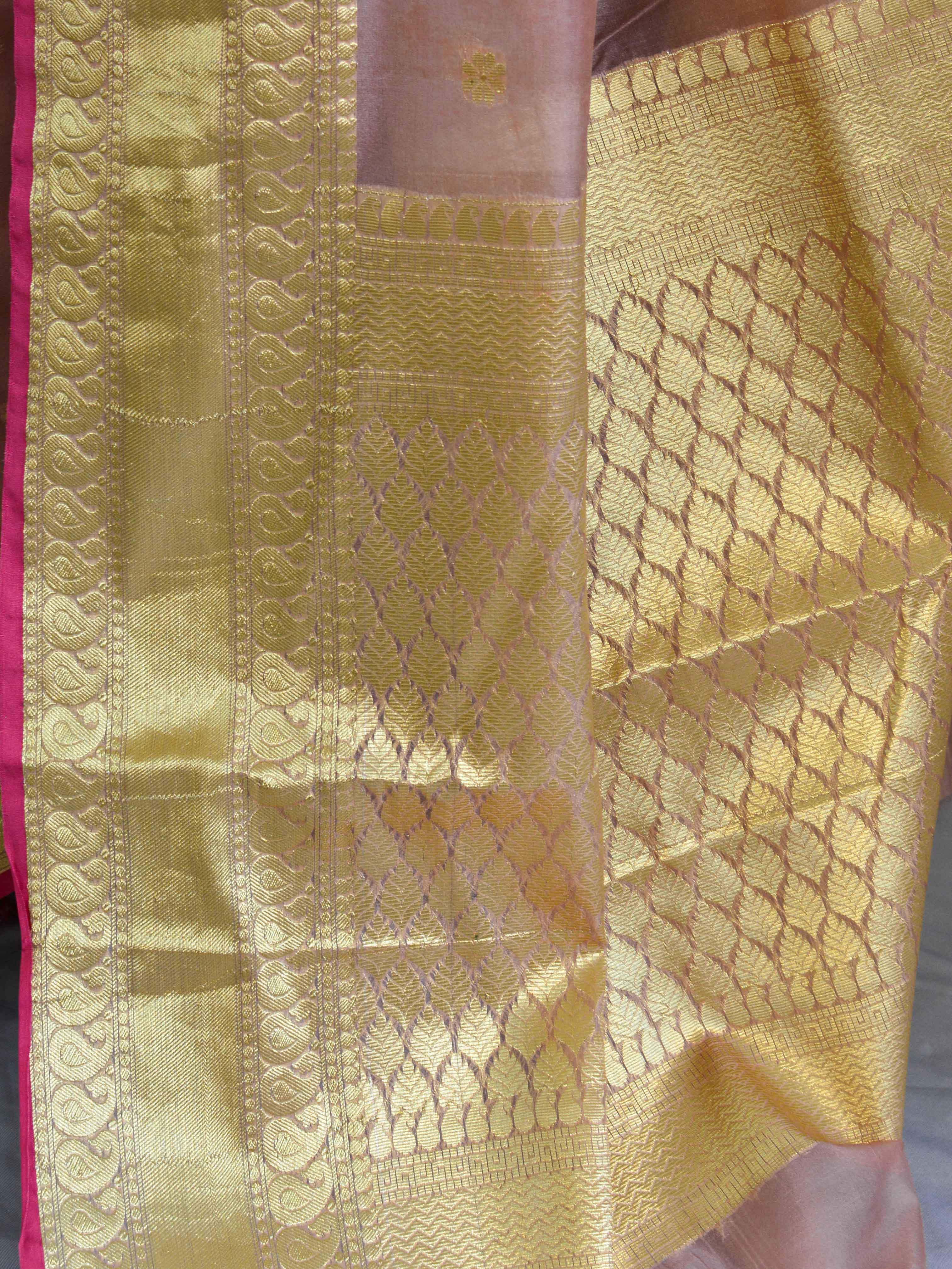 Banarasee Organza Mix Saree With  Buta Design & Border-Salmon Pink