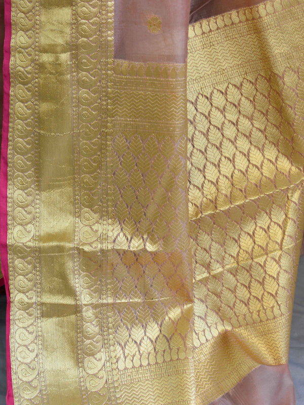 Banarasee Organza Mix Saree With  Buta Design & Border-Salmon Pink
