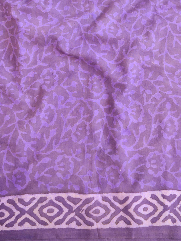Handloom Mul Cotton Block Print Suit Set-Purple