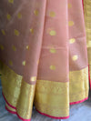 Banarasee Organza Mix Saree With  Buta Design & Border-Salmon Pink