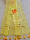 Banarasee Pure Handloom Chanderi Hand Painted Dupatta-Yellow