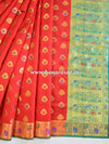 Banarasee Art Silk Saree With Floral Border-Red